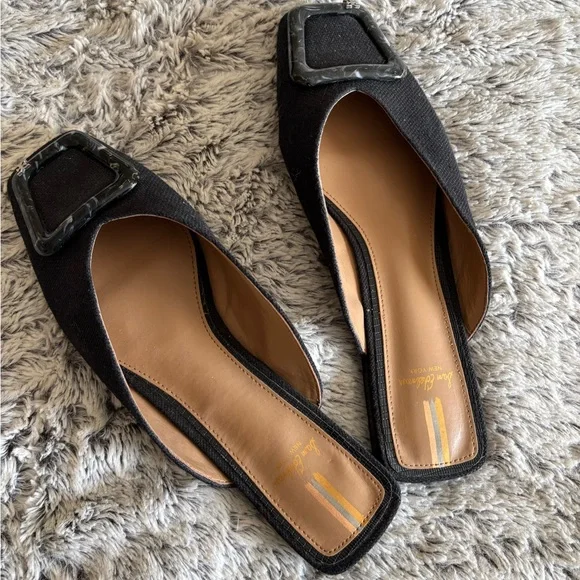 Sam Edelman Lavina Slip On Squared Toe Buckle Detail Black Mules Sz 9 - Picture 3 of 5